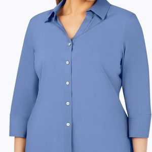 Foxcroft Mary Plus Size 20 Non-Iron Shirt Blue Denim